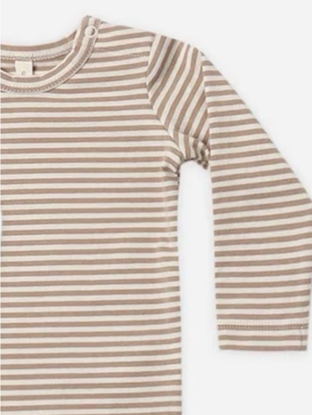 18-24M Quincy Mae Stripped Long-Sleeve Ribbed Bodysuit in Tan & White